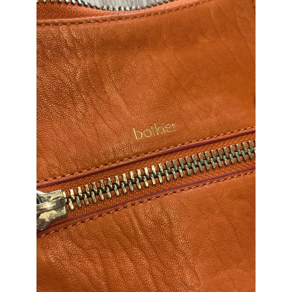 Botkier Leather Crescent Hobo Crossbody‎ Bag Orange Zip Pockets - Picture 4 of 9